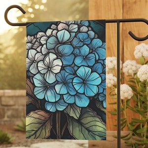Stained Glass Hydrangea Garden Flag: Floral Yard Decor