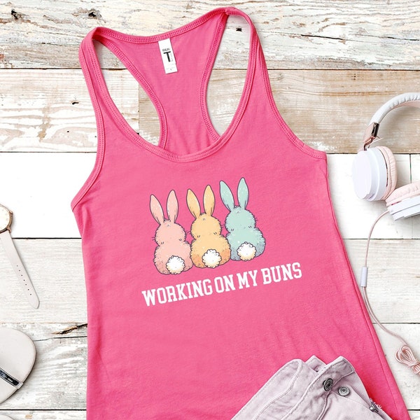 Workout Tank Tops, Workout Shirt for Easter, Tshirt for Easter, Easter Tank Top, Tank Top Easter, Shirt with Bunnies, Gift for Mom