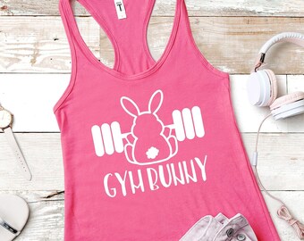 Débardeur dos nageur lapin de Pâques Gym : chemise d&#39;entraînement amusante