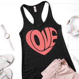 Love Heart Racerback Tank Top - Valentine&#39;s Day Workout Shirt