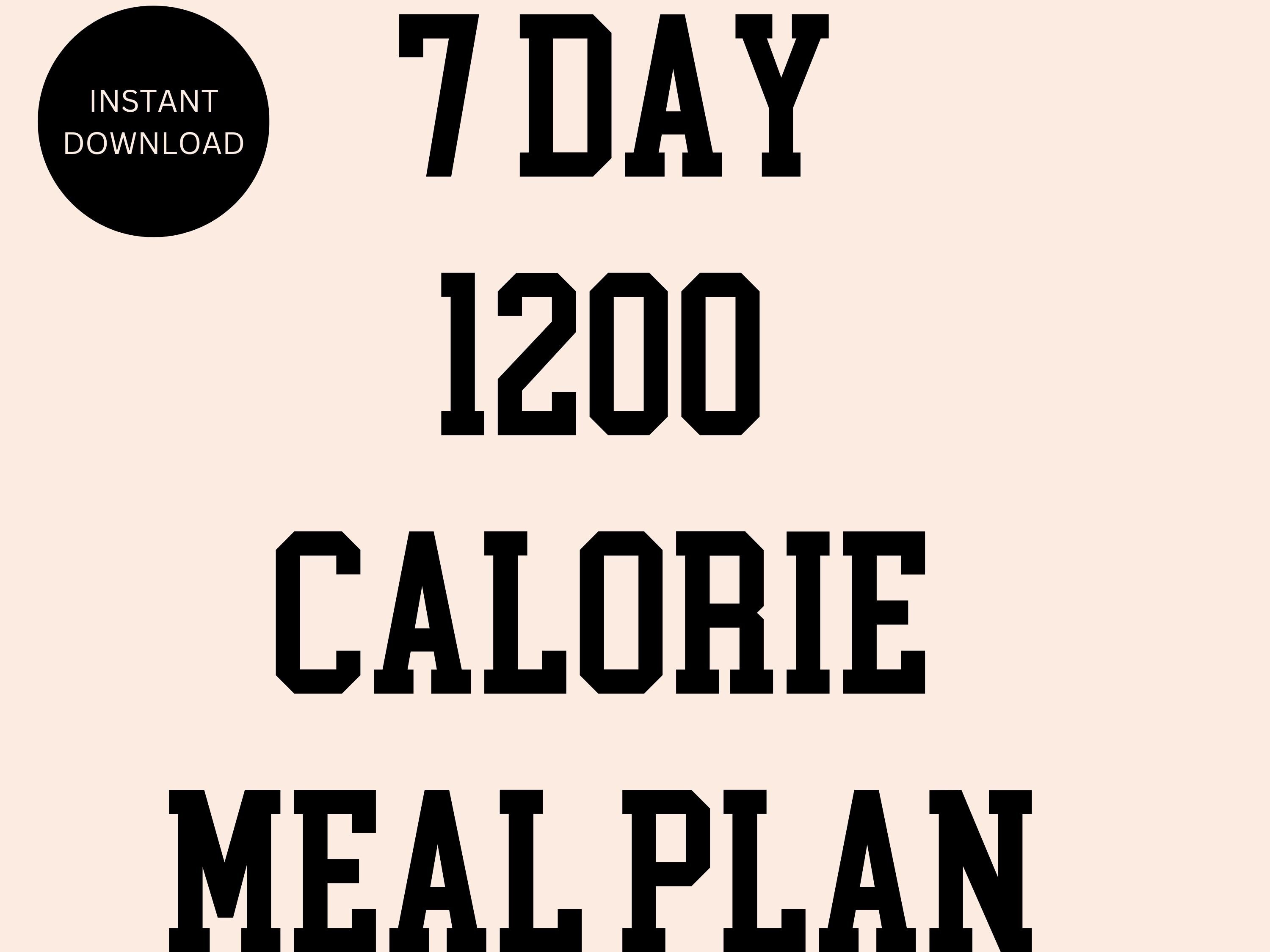1200 Calorie Meal Plan, Weight Loss Meal Plan, Diet Meal Plan, Weight ...