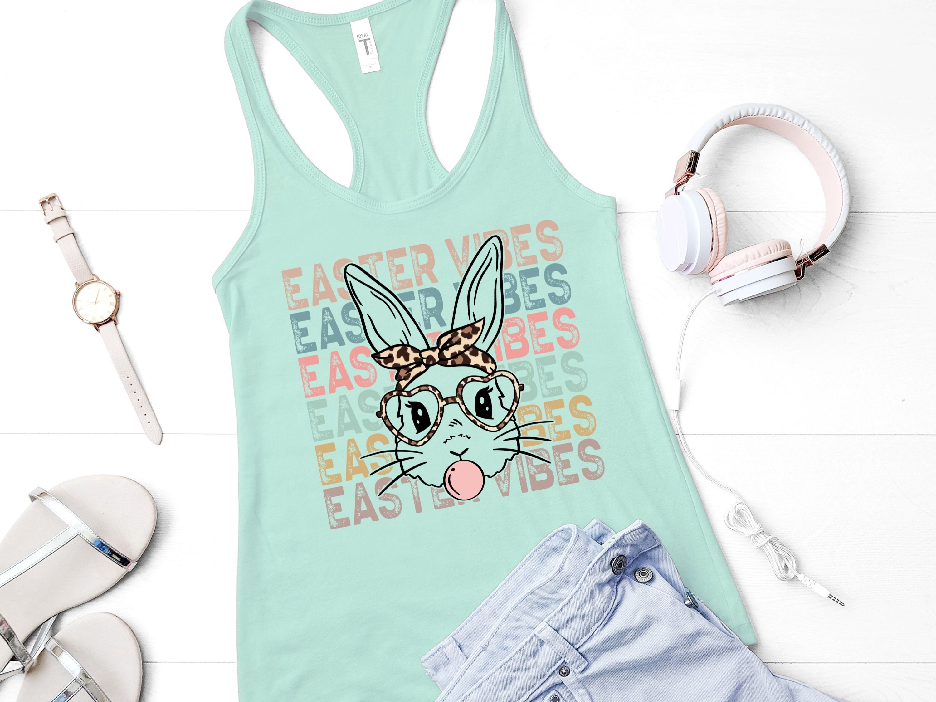 Débardeur d'entraînement avec lapin de Pâques : chemise à dos nageur pour maman