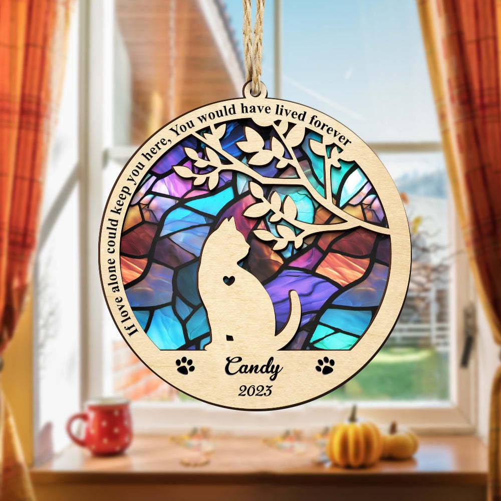 Custom Cat Memorial Suncatcher Pet Memorial Ornament Loss of Pet ...