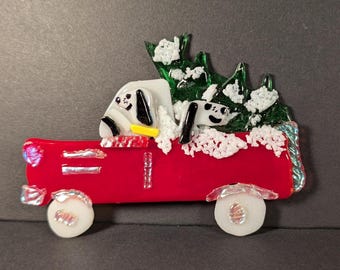 Fused Glass Christmas Dog Art: Handmade Holiday Decor