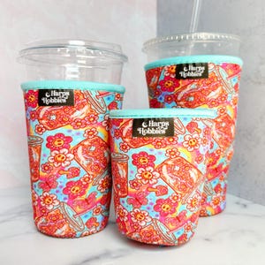 Groovy Coffee drink sleeve- coffee sleeve- iced coffee sleeve- coffee holder- cup sleeve- halloween drink sleeve- fall-retro