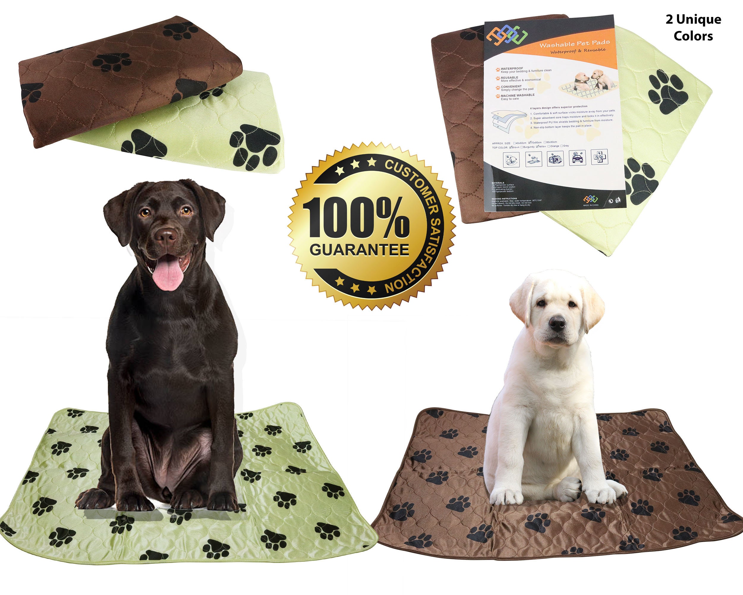 NEW Washable Puppy Pads Dog or Potty Pads Reusable Puppy Training Pads Dog  Potty Pad Dog Pee Toilet 92x122cm-xxl-grey-2 Pack Mat 