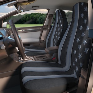 Metallic American Flag Car Seat Covers: Patriotic Auto Protection, Set of 2