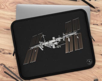 Space Station Laptop Sleeve, 5 Sizes, ISS Tablet Cover, Galaxy Astronaut Gift, Celestial Tech Case, Universe Computer Bag