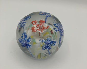 Vintage Blumenmuster Kunst Glas Briefbeschwerer mit Kreis Facetten