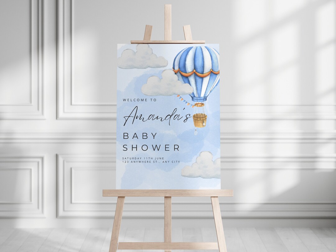 Editable Blue Baby Shower Welcome Sign Template Instant Download ...
