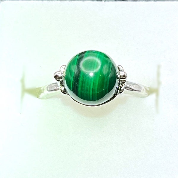 Malachite Fidget Spinner Ring Anxiety, Stress Relief, Healing, Silver Natural Crystal Gemstone Jewelry, Adjustable. Cute! Gift! Rare! Sale