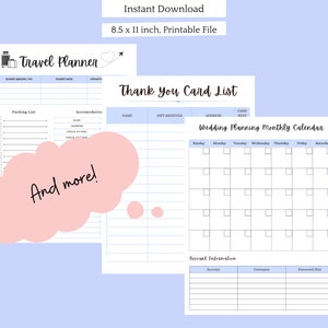 Wedding Planner Printable Bundle - Bride, Blue, Planning Checklist ...