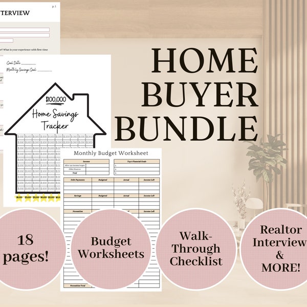 Ultimate Home Buyer Bundle - Sinking Fund, Budgeting Worksheet, Savings Plan, Savings Challenge, Home Search Guide