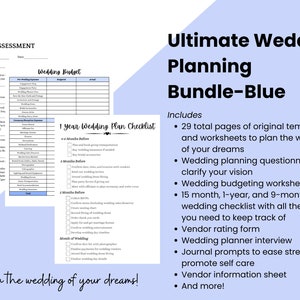 Wedding Planner Printable Bundle Bride Blue Planning - Etsy
