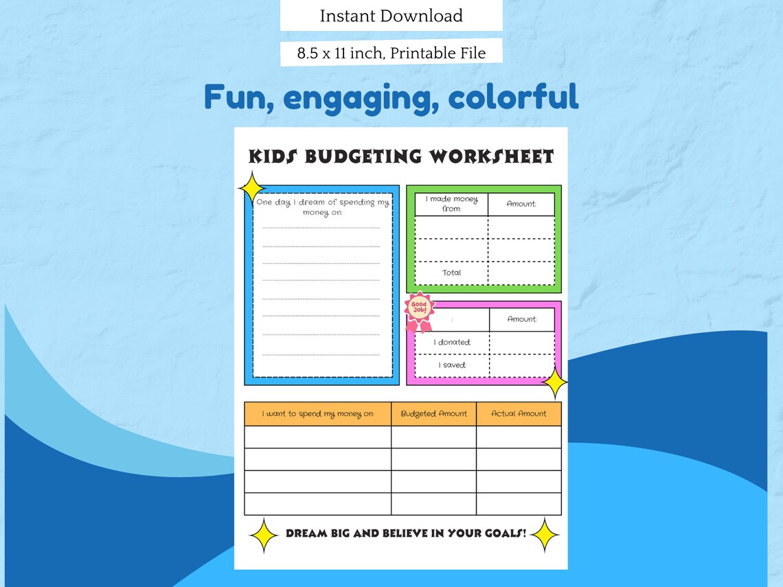 Kids and Teens Budgeting Worksheets - Build Financial Literacy and Have ...