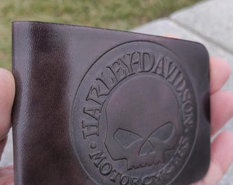 Cartera de motociclista HD, cartera con calavera, monedero personalizado de motociclista, regalo para él, cartera Harley