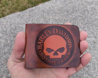 Cartera de motociclista, billetera HD, billetera de calavera, monedero personalizado de motociclista, regalo para él, billetera Harley