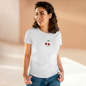 Sweet Cherries Cherry Women&#39;s Midweight Cotton Tee Baby T Semi Fitted