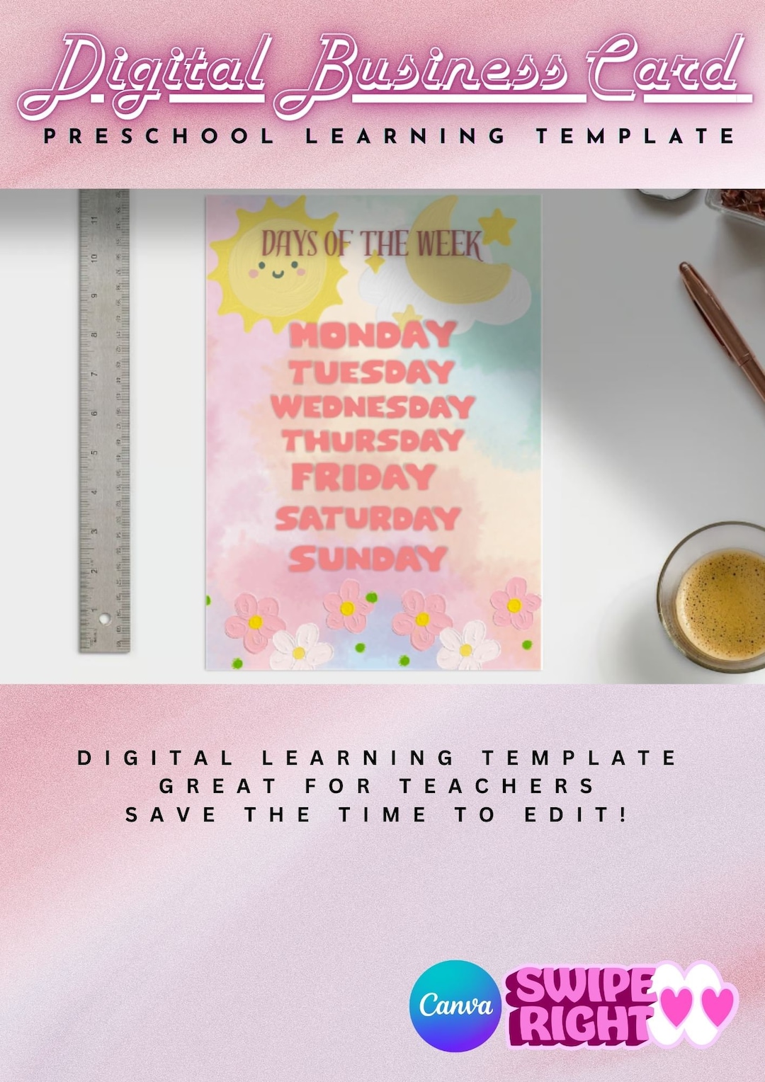 Preschool Editable Learning Chart Poster Template Etsy