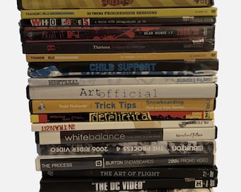 Lot de 21 DVD de snowboard Burton DC Transworld, films rares, autocollants scellés neufs