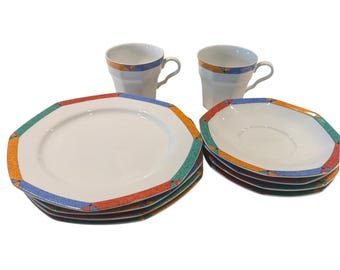 Studio Nova Harmony Y0053 Fijn porselein 10-delige set Vintage Memphis Geometrisch