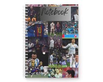 Copia del cuaderno de collage de leyendas del fútbol / Cuaderno de espiral con collage de fotos de jugadores de fútbol