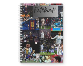 Cuaderno de collage de leyendas del fútbol / Cuaderno de espiral con collage de fotos de jugadores de fútbol