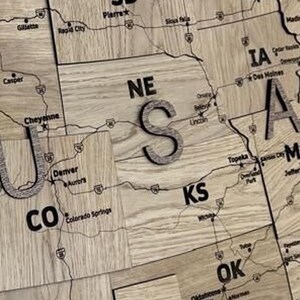 Carte en bois 3D de l'Oklahoma, art mural, décoration murale de la carte de l'état, cadeau personnalisé, cadeau de pendaison de crémaillère, carte de l'état du comté