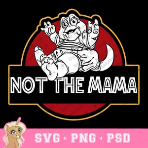 赤ちゃん恐竜「ママじゃないよ！」SVG PNG PSD デジタルダウンロード、クリカットと DIY クラフト用 恐竜 レイヤー ビンテージ テレビ
