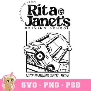 Descarga digital SVG_PNG_PSD inspirada en Bluey de la escuela de conducción de Rita & Janet para Cricut y manualidades DIY