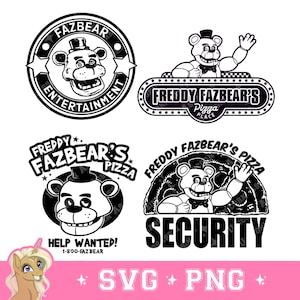 Grafik-Bundle (5) - Fazbear Pizza Sicherheit FNAF SVG Digital Download für Cricut und andere DIY Handwerk! Fünf Nächte bei Freddys Abziehbilder machen