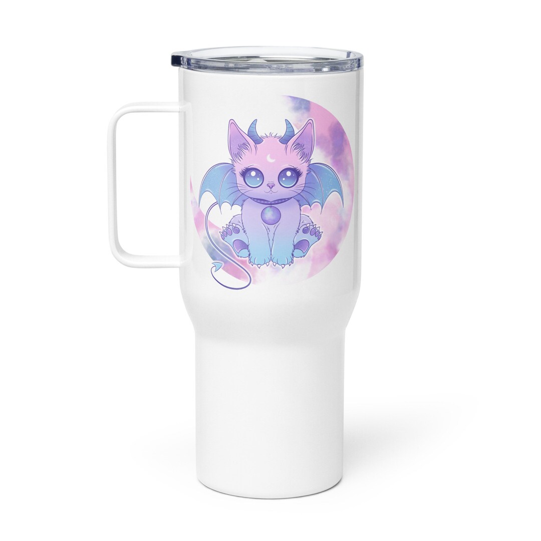 Cosmic Cute Pastel Bat Hellcat Travel Mug W/ Handle - Etsy Canada