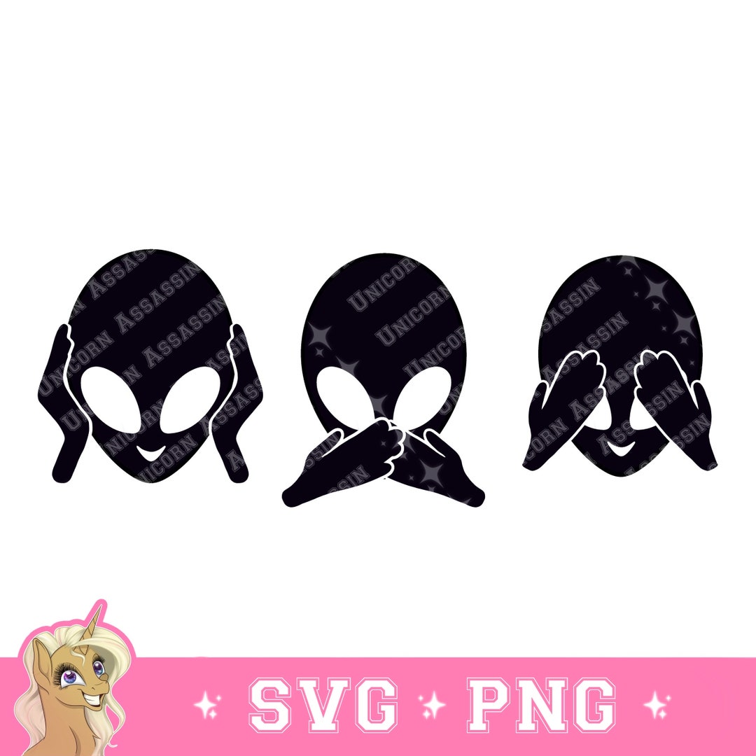 Alien Hear/speak/see No Evil SVG/PNG Digital Download for Cricut