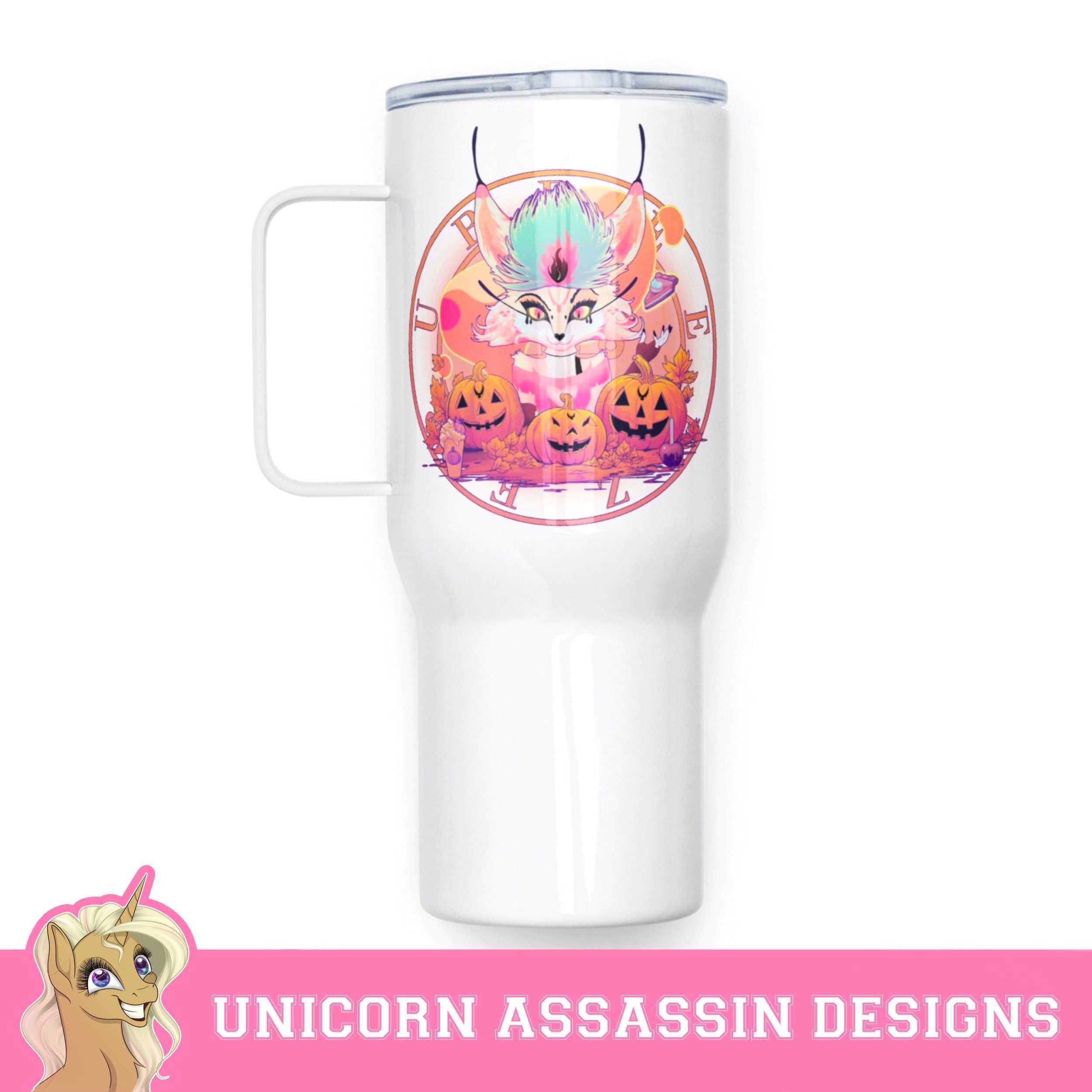 Queen Bee-lzebub “Get Some Sweets, Get Some Eats” Travel mug w/ Handle Beelzebub Helluva Boss
