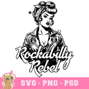 Rockabilly rebelle SVG PNG PSD Téléchargement numérique pour Cricut et tee-shirt autocollants bricolage