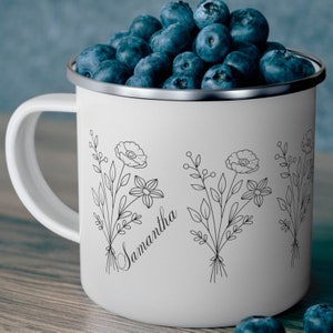 Enamel Camping Mug,Daisy Flowers Mug ,Personalized Camper Mug, Daisy Gifts For Her, Flower Lover, Flower Keepsake,mother day Gift