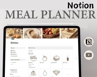 Meal Planner Notion Template Notion Digital Planner Meal Plan Template Grocery List Digital Recipe Planner Shopping List Kitchen Planner