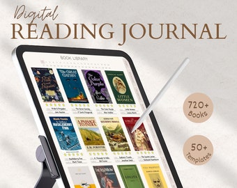Journal de lecture numérique Journal numérique de suivi de lecture Agenda de lecture Goodnotes Suivi de livre pour iPad Revue du carnet de lecture numérique