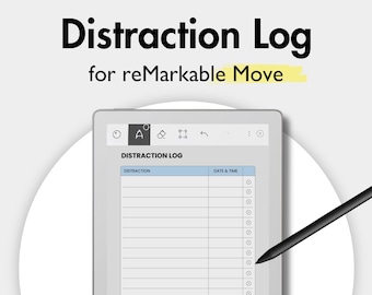 Distraction Log for reMarkable Move, Templates for reMarkable, Adhd Journal Adhd Template Productivity Template Work Journal Focus