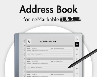 Address Book For Remarkable 2, Template For Remarkable, Digital Phone Book, Address Organizer, Contact Book, Address Tracker, Hyperlinked