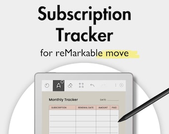 Subscription Tracker for Remarkable Move, Personal Finance Templates Monthly Bill Tracker Expense Tracker Budget Planner Finance Tracker