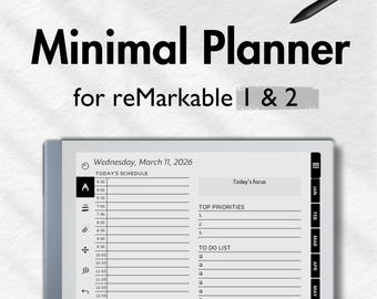 Planificador para reMarkable 2, Planificador diario para reMarkable, Plantillas para reMarkable, Tareas pendientes, Calendario, Notas, Finanzas, Proyecto, Organizador
