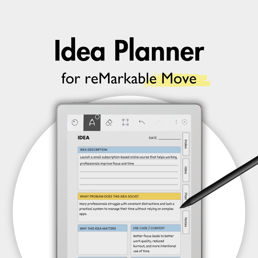 Micro Move Template Idea Planner for Remarkable Move, Templates for Remarkable, Inspiration ...