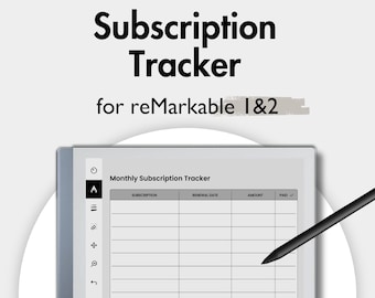 Subscription Tracker For Remarkable 2, Personal Finance Templates Monthly Bill Tracker Expense Tracker Budget Planner Finance Tracker