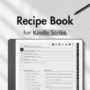 Kindle Recipe Book, Recipe Journal Recipe Template, Digital Cookbook, Kindle Scribe Template Kindle Meal Planner Kindle Recipe, Grocery list