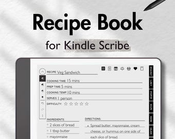 Kindle Recipe Book, Recipe Journal Recipe Template, Digital Cookbook, Kindle Scribe Template Kindle Meal Planner Kindle Recipe, Grocery list