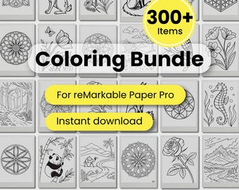 Coloring Bundle for reMarkable Paper Pro, Adult Coloring Book Mindfulness Coloring Artwork Template Coloring Digital Book