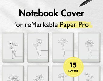 Notebook Cover for reMarkable Paper Pro, Floral Cover Bundle for reMarkable, Notebook for remarkable, Templates for reMarkable, Notepad rmpp