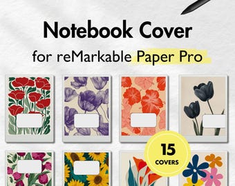 Notebook Cover for reMarkable Paper Pro, Floral Cover Bundle for reMarkable, Notebook for remarkable, Templates for reMarkable, Notepad