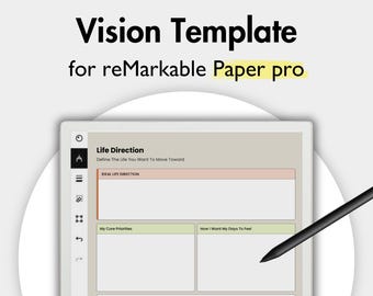 Vision Planner for Remarkable Paper Pro, Goal Template Personal Growth Planner Vision Planner Visions Board, Life Template Progress Tracker